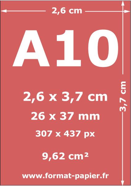 Format A10 : dimensions du format A10 en cm, mm, pouces et pixels
