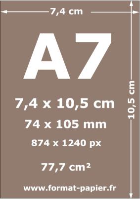 Format A7 : dimensions du format A7 en cm, mm, pouces et pixels